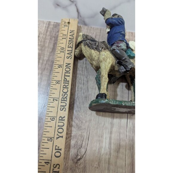 Vintage Hand-Painted Cowboy Figurine Drinking On Horse Resin 6" Tall Western Dec - Picture 9 of 10